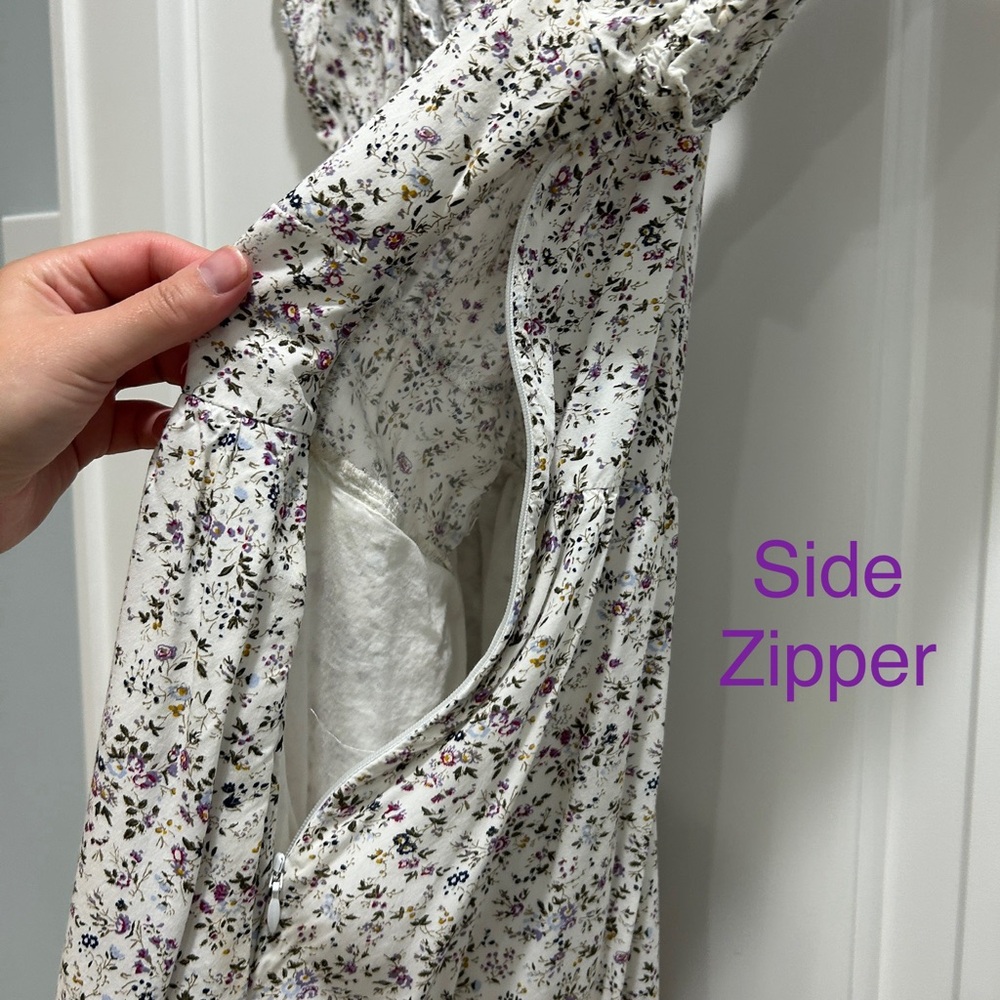 J. Crew Floral Mini Peasant Dress Size 6 with Puff Sleeves - Picture 7 of 8